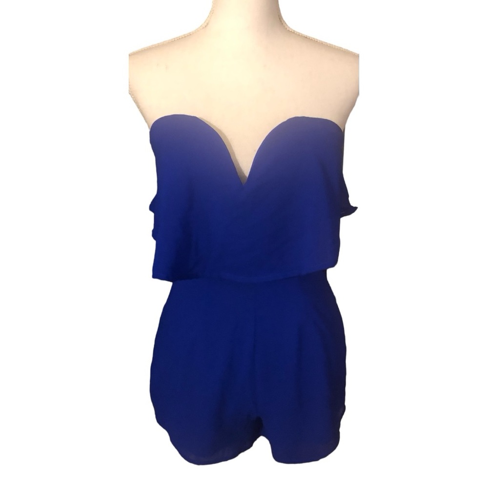 Charlotte Russe BlueStrapless Romper EUC